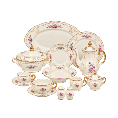 Limoges - Dinner set 68 pieces - Porcelain - Rose Gold