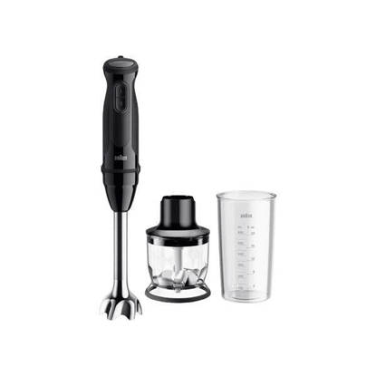 Braun MultiQuick 3 Hand Blender 900 Watt with Herb Chopper and Beaker Black Silver MQ30201MBK