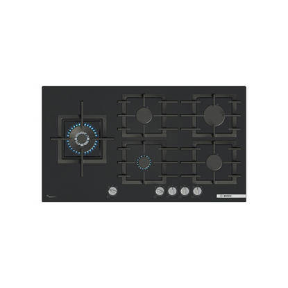 Bosch Series 6 Gas Hob 90 cm 5 Burners Tempered Glass Black PPM9A6I40