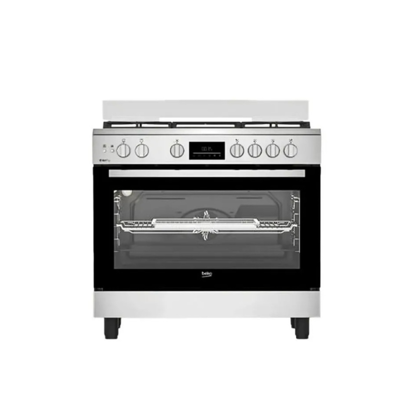 Beko Gas Stove 90x60 cm 5 Burners Full Safety Digital Screen Flower Holders Silver BGGR 11228 GXA