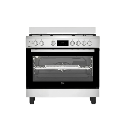 Beko Gas Cooker 5 Burners 60x90 cm Full Safety with Fan and Digital Display Silver Black BGGR 11225 GX2