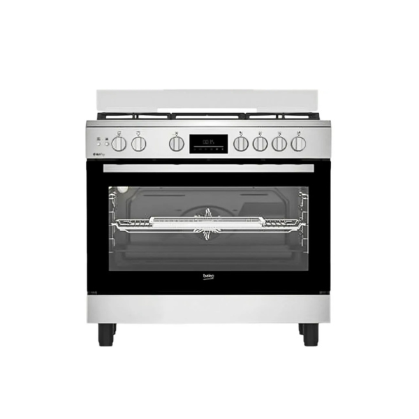 Beko Gas Cooker 5 Burners 60x90 cm Full Safety with Fan and Digital Display Silver Black BGGR 11225 GX2