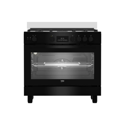 Beko Gas Cooker 5 Burners 60x90 cm Full Safety with 2 Fans and Digital Display Black BGGR 11225 GB2