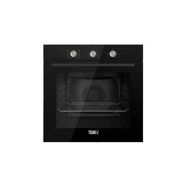 Teva Built-in Gas Oven 60 cm 72 L Grill & Fan Black Glass NBGF BL MT
