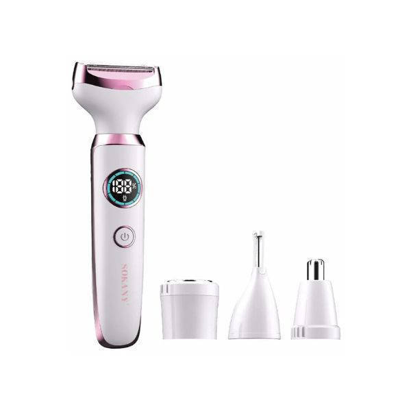 Sokany 4 in 1 Digital Rechargeable Grooming Kit For Women, White - SK-16087
