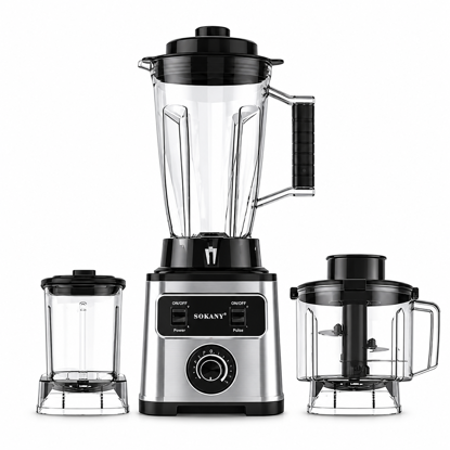 Sokany 3-in-1 Blender 6600W 3 Liter with Grinder & Chopper Silver SK-3333N