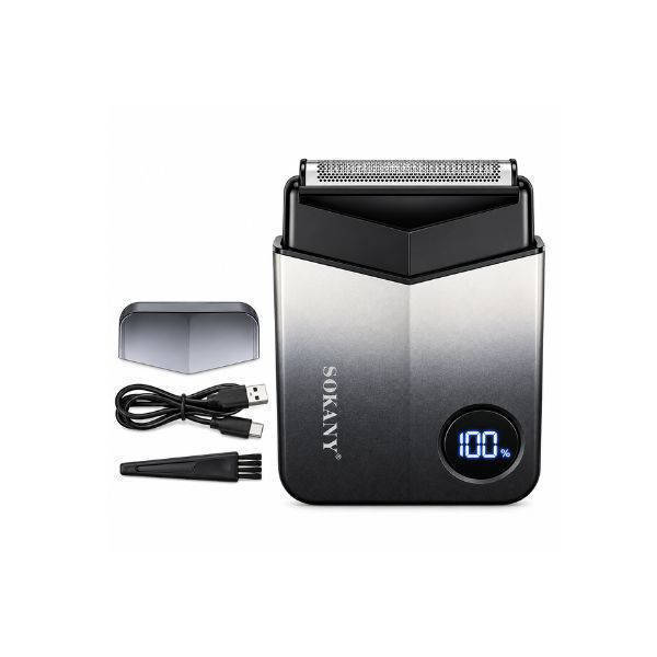 Sokany Digital Rechargeable Foil Shaver for Men Black Silver SK-16096